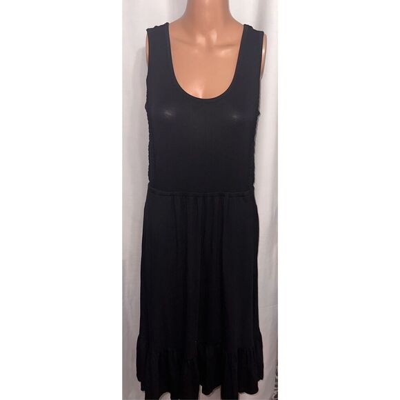 BEAUTIFUL J Jason Wu Sleeveless Knit Ruffle Smocked Side Midi Dress Black Women' - Picture 1 of 7